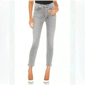 AGOLDE Nico High Rise Slim Foretold Grey Blogger Button Fly Size 26